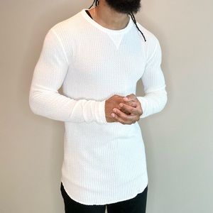 Urban Outfitters (UO) Waffle Knit Long Sleeve Tee, Size M, Color: White